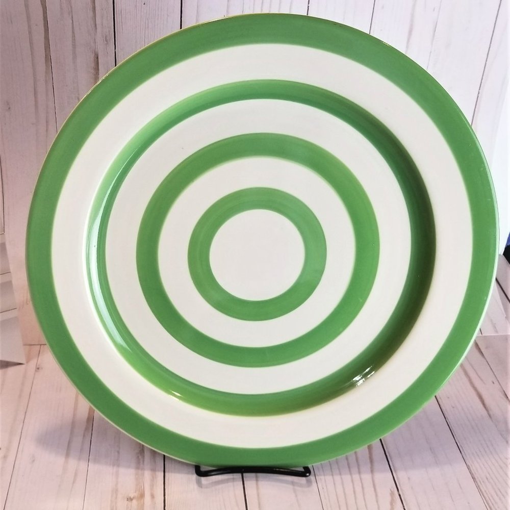 Large Green and White Bullseye 14" Serving Plate